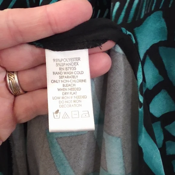 Susan Graver Teal and Black Patterned Top - Picture 8 of 8